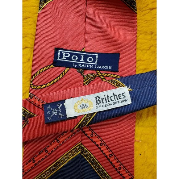 1970s VINTAGE POLO RALPH LAUREN ~ BRITCHES ~FOX HUNT & HOUNDS ~ SILK TIE ~ 57" - Picture 5 of 5